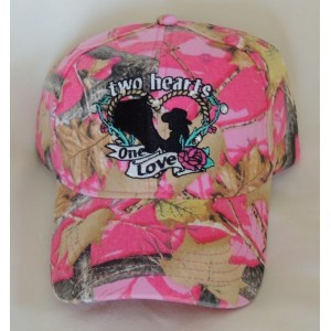 Two Hearts One Love Pink Camo Hat with Bling  eb-94375657